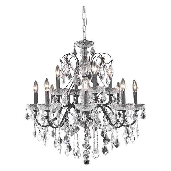 Elegant Lighting Dining Room Chandelier Dark Bronze V2015D28DB/SS